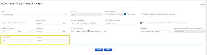 Change VAT on Freeform Invoices