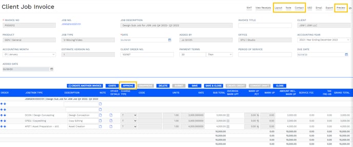 Client Job Invoice Form