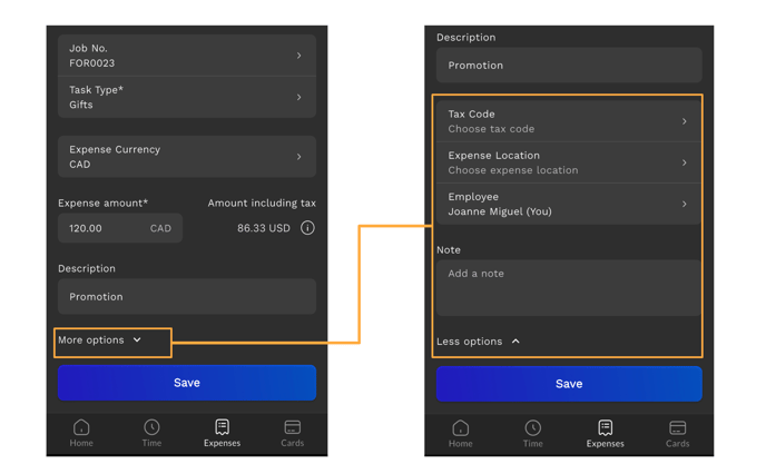 Expense More Options