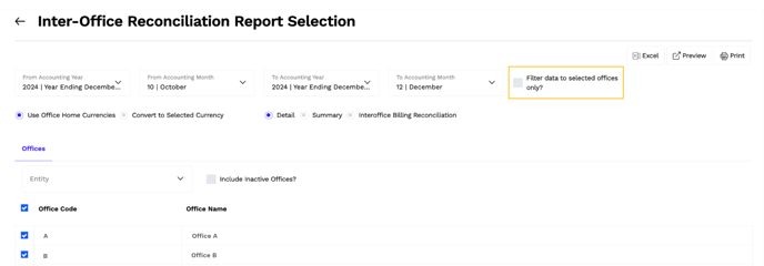 Interoffice Reconciliation Report