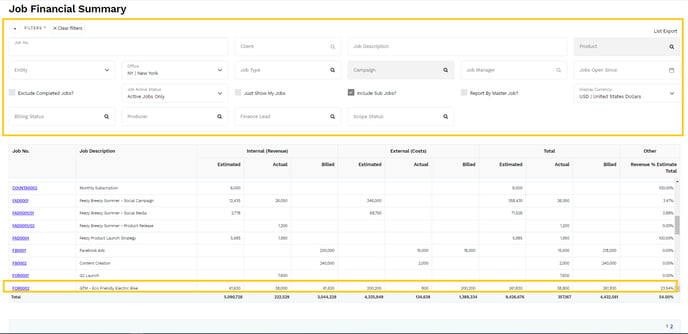 Job Financial Summary