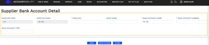 How to create a supplier bank account