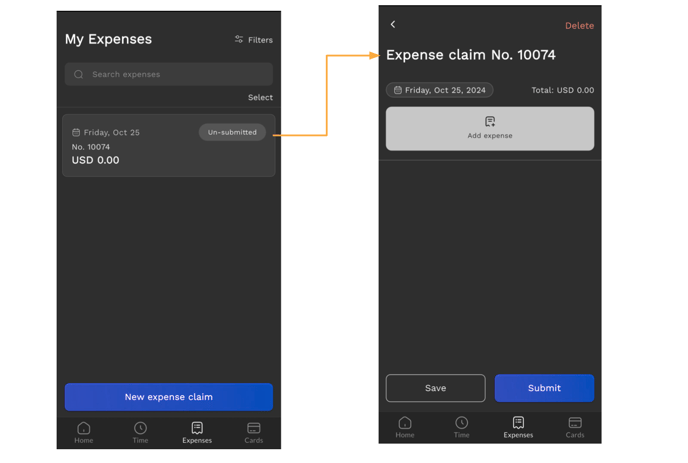 Mobile App - Add Expense Line