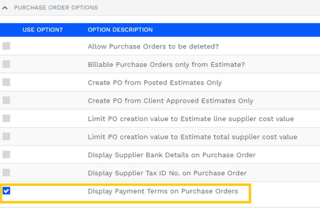 PO Payment Terms