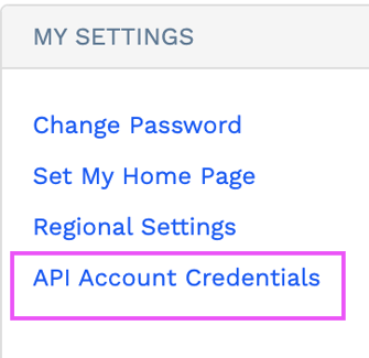 Select API Account Credentials