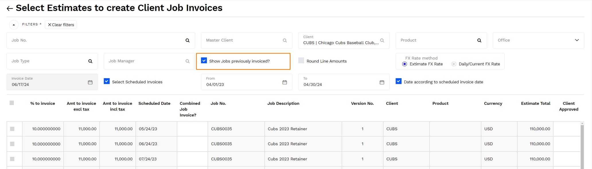 How to create multiple client job invoices
