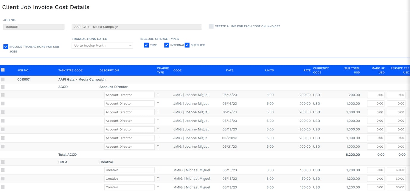 How to create multiple client job invoices